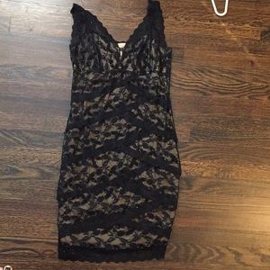 Black Lace/Nude Cocktail Dress, Size 8